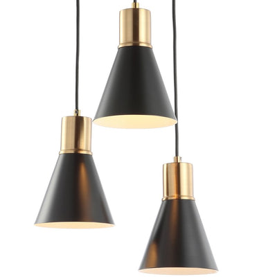 Apollo Three-Light Cluster Pendant - Black and Brass Gold