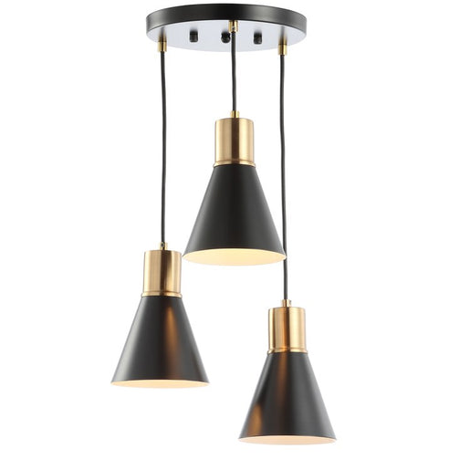 Apollo Three-Light Cluster Pendant - Black and Brass Gold