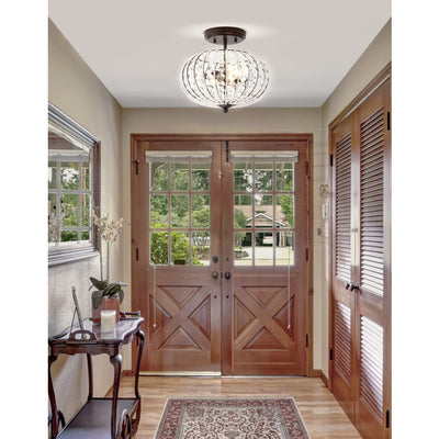 Catalina Two-Light Flush Mount Ceiling Fixture - Oil Rubbed Bronze and Clear