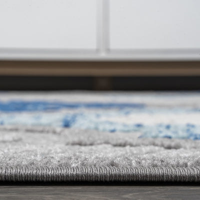 Cassis Ornate Ogee Trellis High-Low 120"L x 93"W Indoor/Outdoor Area Rug - Light Gray/Blue