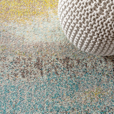 Contemporary POP Modern Abstract Vintage 120"L x 93"W Area Rug - Cream/Yellow