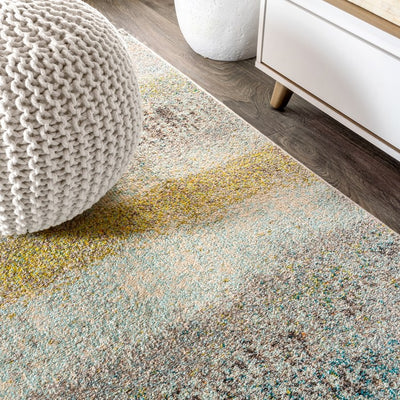 Contemporary POP Modern Abstract Vintage 120"L x 93"W Area Rug - Cream/Yellow