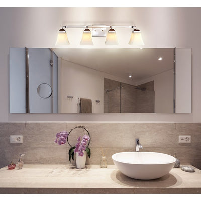 Staunton Four-Light Bathroom Vanity Fixture - Chrome