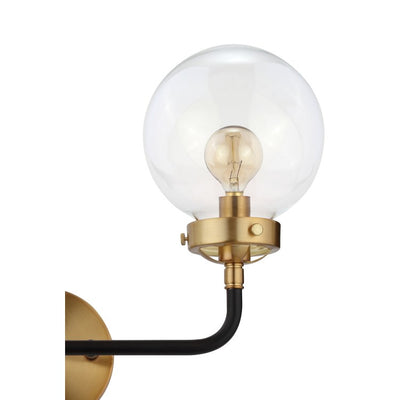 Caleb Two-Light Bathroom Vanity Fixture - Black and Brass Gold