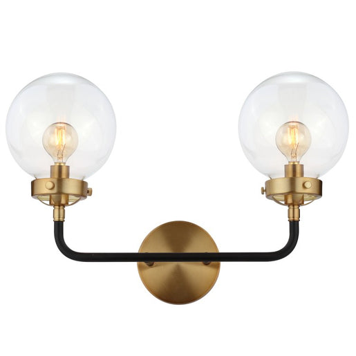 Caleb Two-Light Bathroom Vanity Fixture - Black and Brass Gold