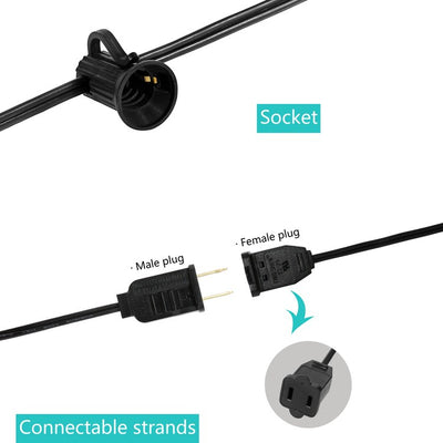 Aweso 25 ft. Twenty-Five-Light Indoor/Outdoor String Light - Black