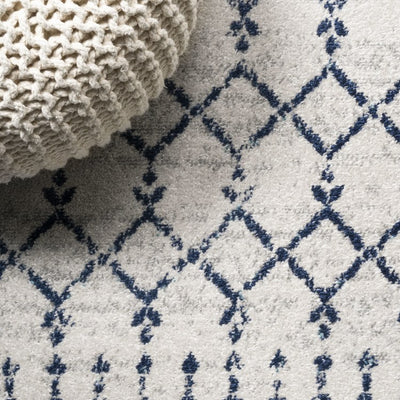 Moroccan Hype Boho Vintage Diamond 96"L x 27"W Runner Rug - Cream/Navy