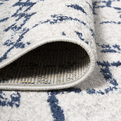 Moroccan Hype Boho Vintage Diamond 96"L x 27"W Runner Rug - Cream/Navy