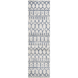 Moroccan Hype Boho Vintage Diamond 96"L x 27"W Runner Rug - Cream/Navy