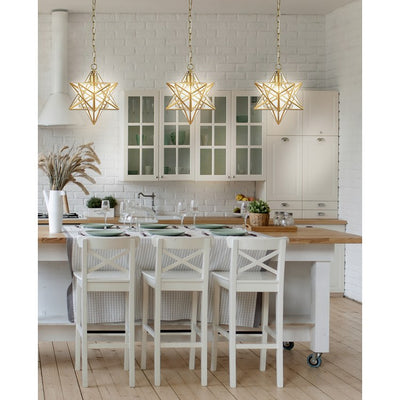 Stella Moravian Star Single-Light Pendant - Gold Leaf
