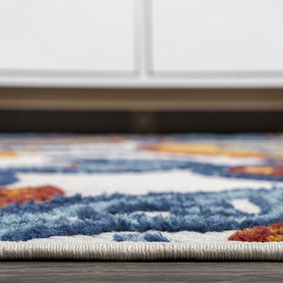 Julien Paisley High-Low 72"L x 48"W Indoor/Outdoor Area Rug - Orange/Blue