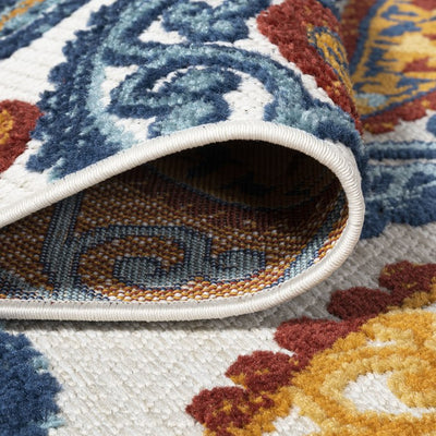 Julien Paisley High-Low 72"L x 48"W Indoor/Outdoor Area Rug - Orange/Blue