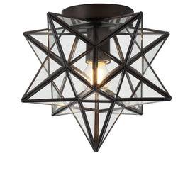 Stella Moravian Star Single-Light Flush Mount Ceiling Fixture - Oil Rubbed Bronze