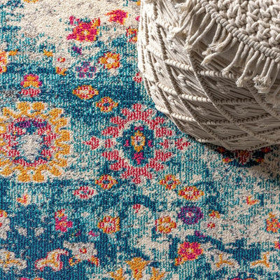 Bohemian Flair Boho Vintage Medallion 120"L x 93"W Area Rug - Navy/Cream