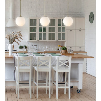 Bleecker Single-Light Globe Pendant - White and Brass Gold