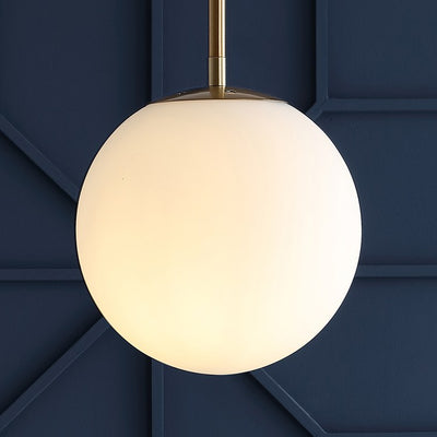 Bleecker Single-Light Globe Pendant - White and Brass Gold