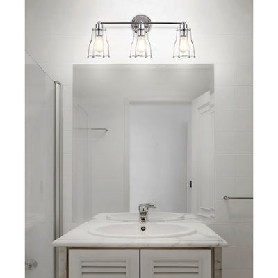 Evelyn Three-Light Bathroom Vanity Fixture - Chrome
