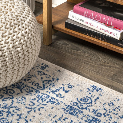 Azul Filigree 120"L x 93"W Area Rug - Cream/Blue