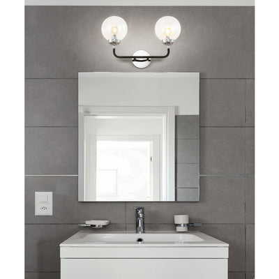 Caleb Two-Light Bathroom Vanity Fixture - Chrome and Black
