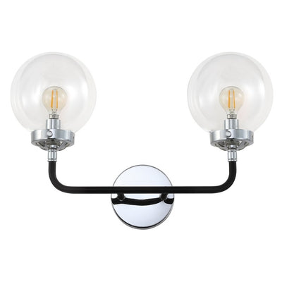 Caleb Two-Light Bathroom Vanity Fixture - Chrome and Black