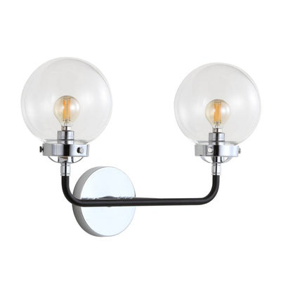 Caleb Two-Light Bathroom Vanity Fixture - Chrome and Black