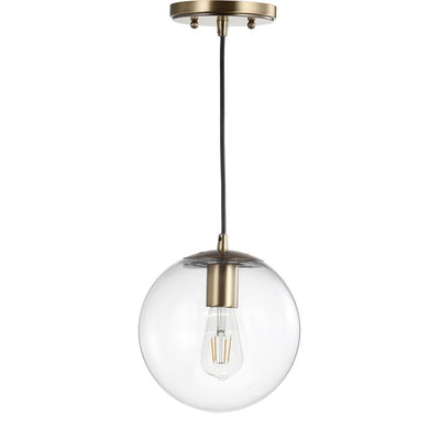 Bleecker Single-Light Globe Pendant - Clear and Brass Gold