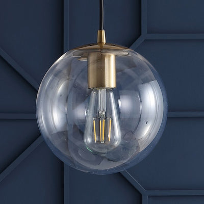 Bleecker Single-Light Globe Pendant - Clear and Brass Gold