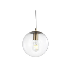 Bleecker Single-Light Globe Pendant - Clear and Brass Gold