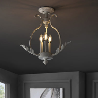 Austen Three-Light Flush Mount Ceiling Fixture - Antique White