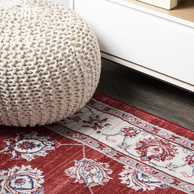 Modern Persian Vintage Moroccan 96"L x 26"W Runner Rug - Red/Ivory