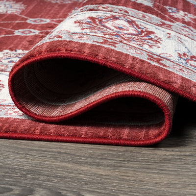 Modern Persian Vintage Moroccan 96"L x 26"W Runner Rug - Red/Ivory