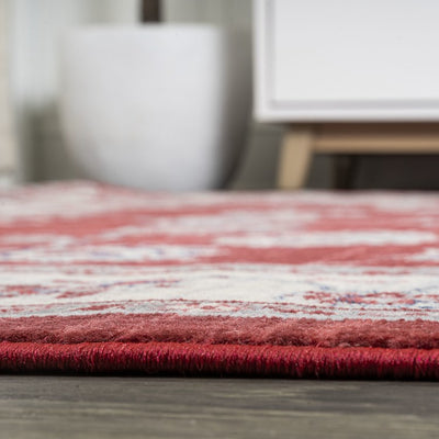 Modern Persian Vintage Moroccan 96"L x 26"W Runner Rug - Red/Ivory