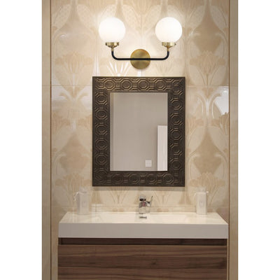 Caleb Two-Light Bathroom Vanity Fixture - Brass Gold and Black