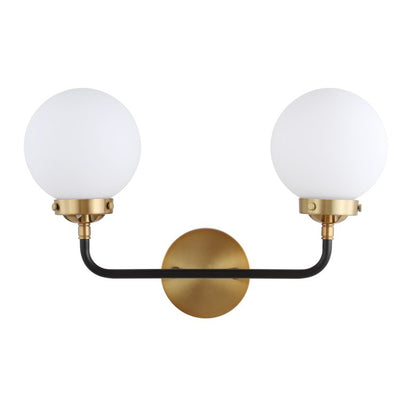 Caleb Two-Light Bathroom Vanity Fixture - Brass Gold and Black
