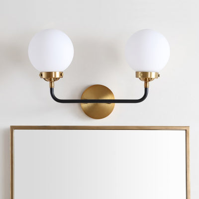 Caleb Two-Light Bathroom Vanity Fixture - Brass Gold and Black