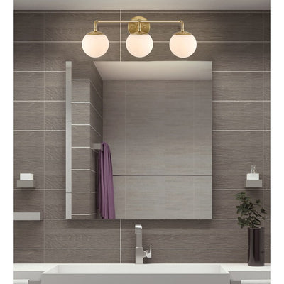Louis Parisian Globe Three-Light LED Bathroom Vanity Fixture - Brass Gold