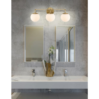 Louis Parisian Globe Three-Light LED Bathroom Vanity Fixture - Brass Gold