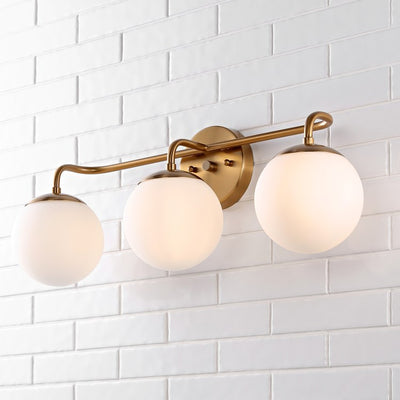 Louis Parisian Globe Three-Light LED Bathroom Vanity Fixture - Brass Gold