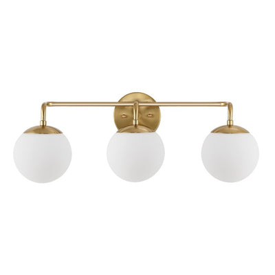 Louis Parisian Globe Three-Light LED Bathroom Vanity Fixture - Brass Gold