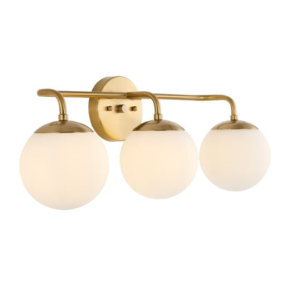 Louis Parisian Globe Three-Light LED Bathroom Vanity Fixture - Brass Gold