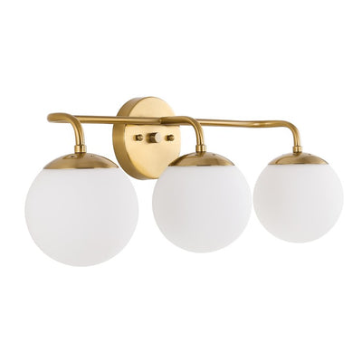 Louis Parisian Globe Three-Light LED Bathroom Vanity Fixture - Brass Gold