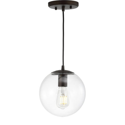 Bleecker Single-Light Globe Pendant - Clear and Oil Rubbed Bronze