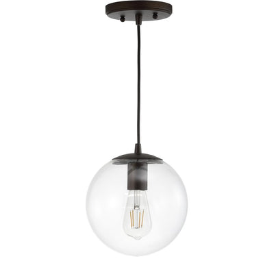 Bleecker Single-Light Globe Pendant - Clear and Oil Rubbed Bronze