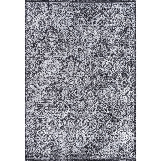 Modern Persian Boho Vintage Trellis 120"L x 92"W Area Rug - Black/Ivory
