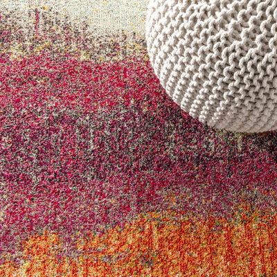 Contemporary POP Modern Abstract Vintage 120"L x 93"W Area Rug - Cream/Pink