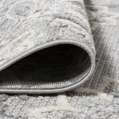 Gordes Paisley High-Low 120"L x 93"W Indoor/Outdoor Area Rug - Light Gray/Ivory