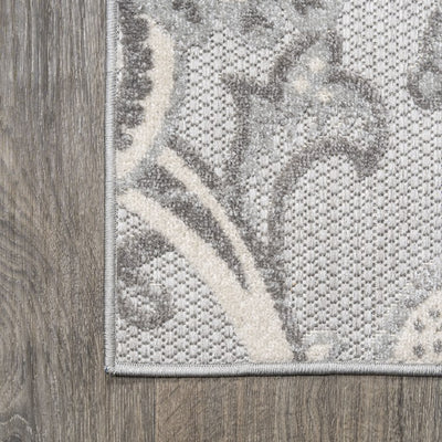 Gordes Paisley High-Low 120"L x 93"W Indoor/Outdoor Area Rug - Light Gray/Ivory