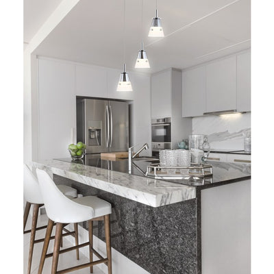 Alain Three-Light LED Cluster Pendant - Chrome and White