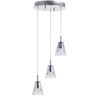 Alain Three-Light LED Cluster Pendant - Chrome and White