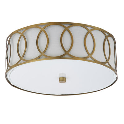 Aria Two-Light Flush Mount Ceiling Fixture - Brass Gold